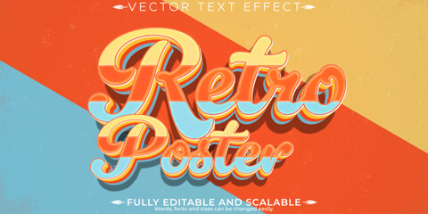Retro vintage text effect, editable 70s and 80s text style