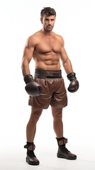 Young fit man posing with boxing outfit