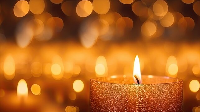 Image of horizontal wallpaper with lots of candles with fire.