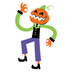 vector pumpkin man cartoon halloween illustration isolated