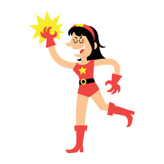 vector super heroine cartoon illustration isolated