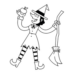 vector witch cartoon halloween illustration isolated