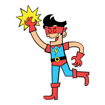 vector superhero man cartoon illustration isolated