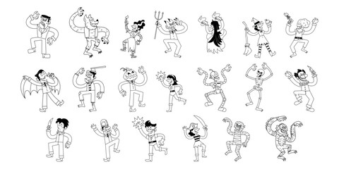Fototapeta na wymiar vector cartoon halloween costume characters set illustration isolated