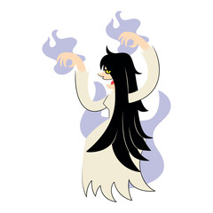 vector ghost girl cartoon illustration isolated