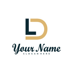 Fototapeta premium Letter LD logo design vector. Luxury LD logo design template concept