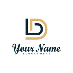 Fototapeta Letter LD logo design vector. Luxury LD logo design template concept obraz