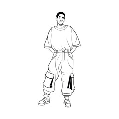 MEN YOUNG CHARACTERS MOCKUP TSHIRT ISOLATED CARTOON VECTOR