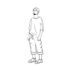 Fototapeta premium MEN YOUNG CHARACTERS MOCKUP TSHIRT ISOLATED CARTOON VECTOR