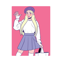 WOMEN YOUNG CHARACTERS MOCKUP TSHIRT ISOLATED CARTOON VECTOR