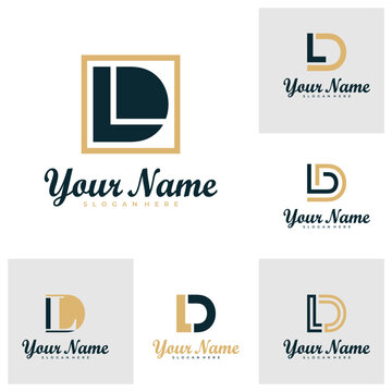 Set of Letter LD logo design vector. Luxury LD logo design template concept