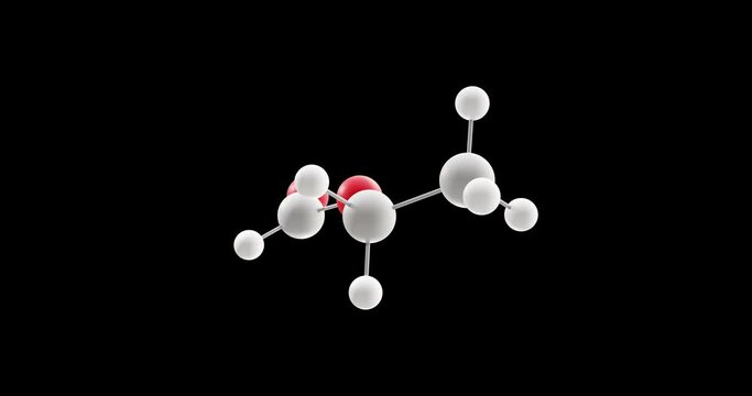Ethyl formate molecule, rotating 3D model of ester, looped video with alpha channel