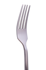 Steel metal fork isolated on a white background