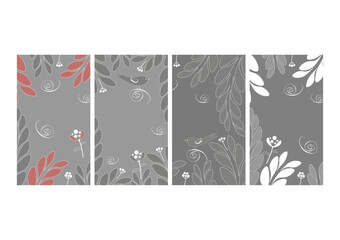 Backdrop with a bird and abstract plants. Trendy design for social media, marketing