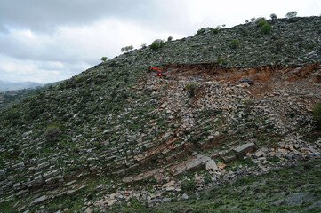 Carrière de pierre dans les gorges de Zoniana près de Pérama en Crète