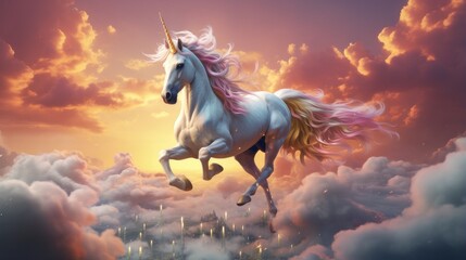rainbow unicorn in the clouds