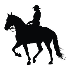 horse rider silhouette on white