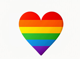 Pride flag heart in a white background. Diversity and LGBTI rights concept