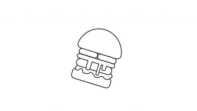 Animated video of a black sketch of a burger