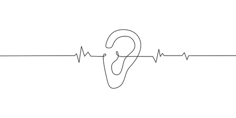 continuous line drawing of ear.