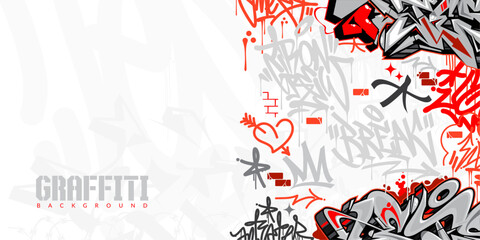 Trendy White Abstract Urban Style Hiphop Graffiti Street Art Vector Illustration Background Template