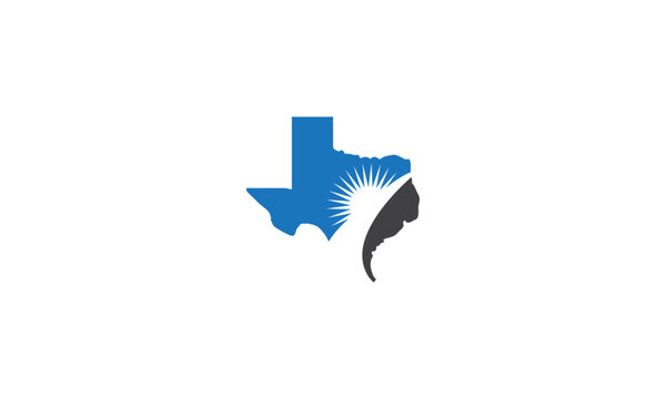 Texas Map with a sun Logo insurance, logistics