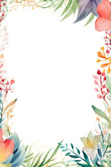 Fototapeta na wymiar Watercolor of Wild flower frames . Frame of social media post. Concept of flora background, celebration, party, wedding event and invitation.