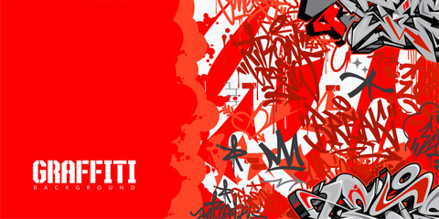 Creative Red Colorful Abstract Urban Style Hiphop Graffiti Street Art Vector Illustration Background Template