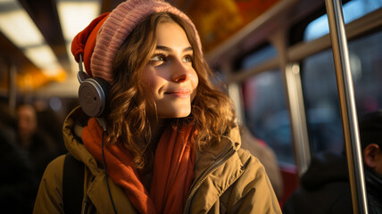 woman using smart phone in subway station
