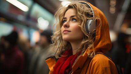 woman using smart phone in subway station