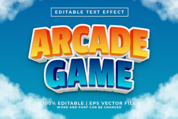 Arcade Game 3d Editable Text Effect Cartoon Style Premium Vector