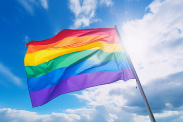 Pride flag waving in the sky
