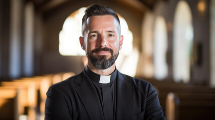 Obraz premium Portrait of a male priest in a church