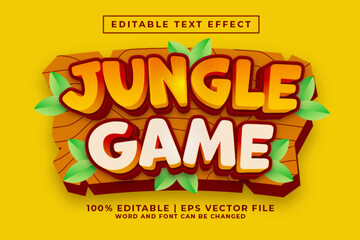 Jungle Game 3d Editable Text Effect Cartoon Style Premium Vector