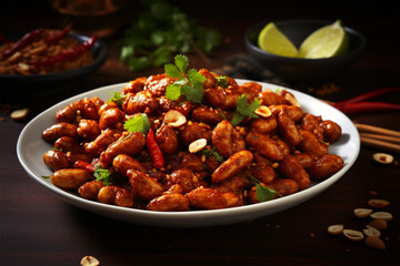 a plate of spicy and delicious fried peanuts