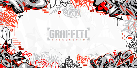 White Abstract Urban Style Hiphop Graffiti Street Art Vector Illustration Background Template