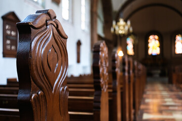 Interior of a nice and simple Protestant church in a Danish town.