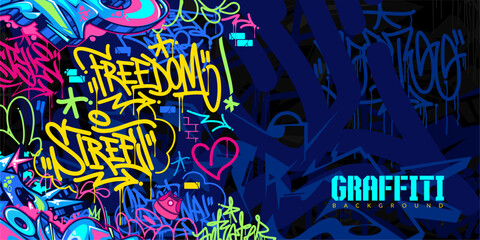 Abstract Colorful Urban Style Hiphop Graffiti Street Art Vector Illustration Background Element