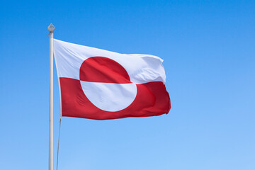 Greenland flag waving in mid air © BreizhAtao