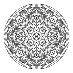 Vector flower mandala. Coloring book page for adult
