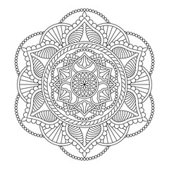 Vector flower mandala. Coloring book page for adult