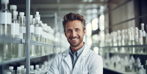 Caucasian Man Research Scientist Background Impressive Generative AI