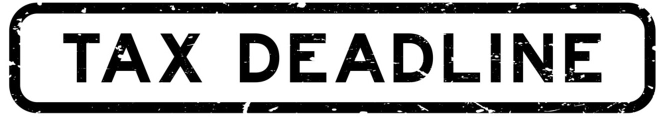 Grunge black tax deadline word square rubber seal stamp on white background - obrazy, fototapety, plakaty