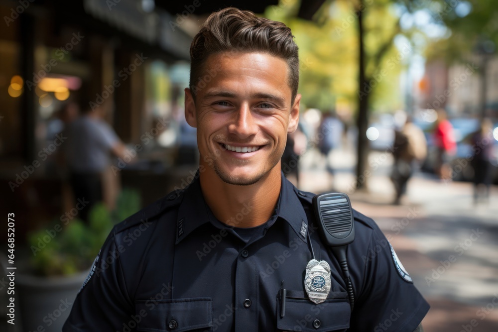 Poster caucasian man security guard backdrop captivating generative ai