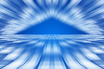 The blue square rapidly extends lengthwise to form the tunnel space background