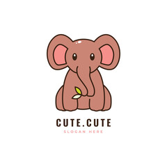 cute elephant cartoon animal mascot happy exspression adorable mammal logo design vector graphic illustration