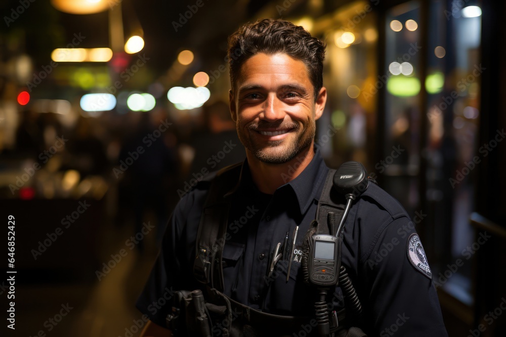 Aufkleber caucasian man security guard backdrop scene smart looking generative ai