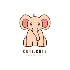 cute elephant cartoon animal mascot happy exspression adorable mammal logo design vector graphic illustration