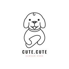 cute animal pitbull dog adorable mammal happy face cartoon logo design vector graphic illustration