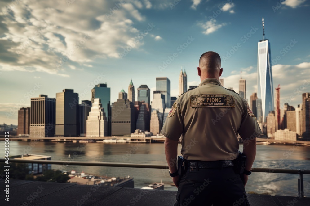 Poster caucasian man security guard background good looking generative ai